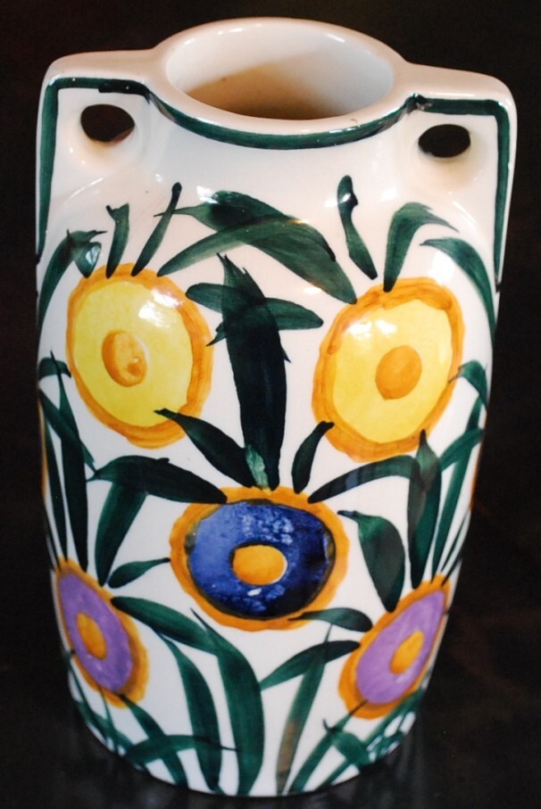 RARE Vtg EVA ZEISEL Schramberg Vase GERMAN MODERNIST Bauhaus Era HAND PAINTED