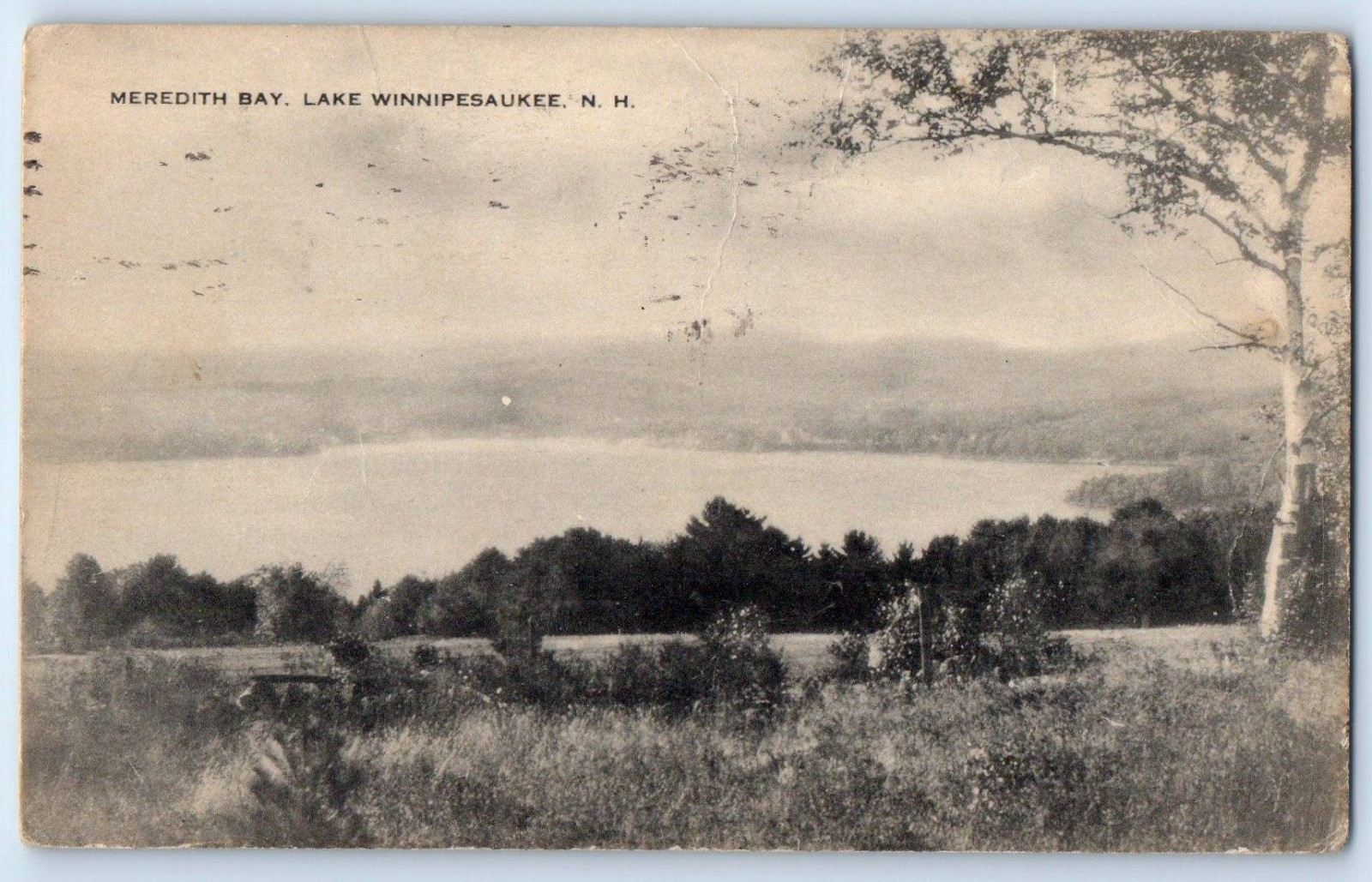1936 Lake Winnipesaukee New Hampshire Vintage Postcard Meredith Bay Scenic View