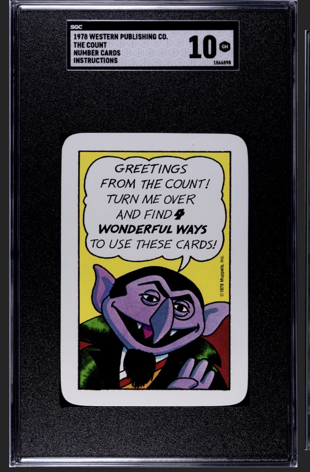*Rare 1978 SESAME STREET Number Cards The Count Rookie Card SGC 10 Gem Mint