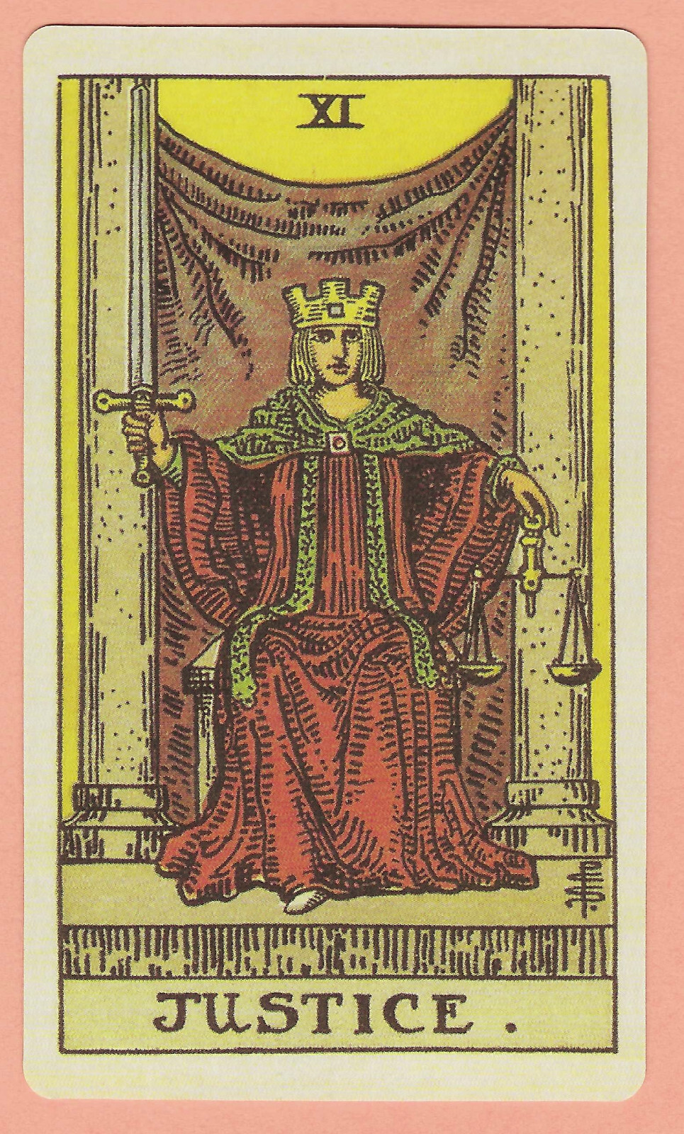 Justice, Major Arcana XI, Classic, single swap Tarot Card - 2⅜ Justice, Major Arcana XI, Classic, single swap Tarot Card - 2⅜