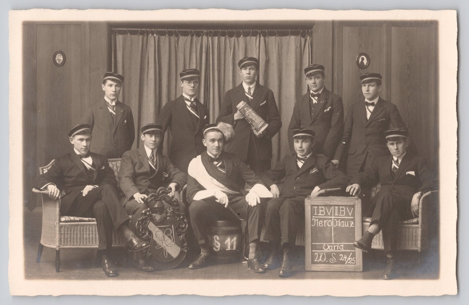 Vintage 1924 1925 German Student Fraternity Photo Postcard IBV Nero Hauz Varia
