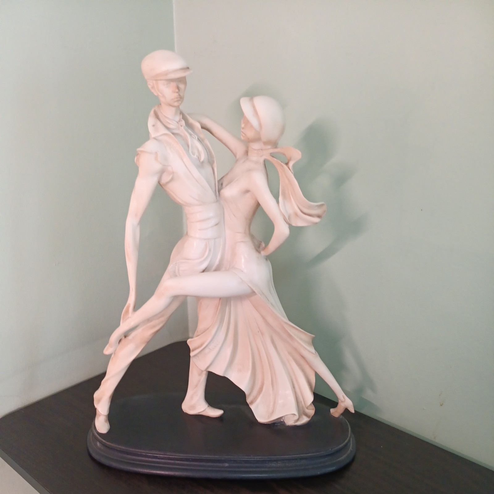 Rare Vintage Santini Dancing Couple Sculpture Beige Resin Matte Signed Figurine Rare Vintage Santini Dancing Couple Sculpture Beige Resin Matte Signed Figurine