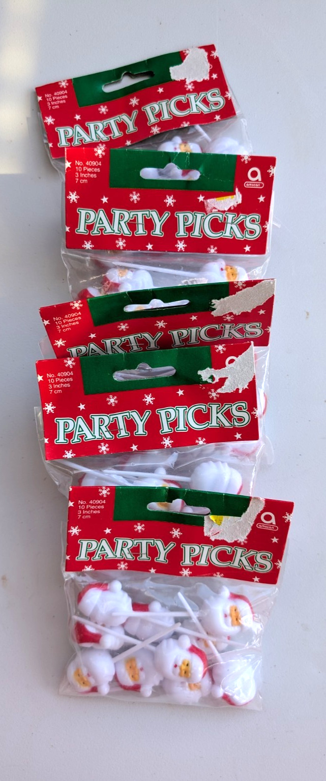 Vintage Amscan Santa Party Picks Lot 5 Packs 50 Christmas Cupcake Toppers 3 Inch