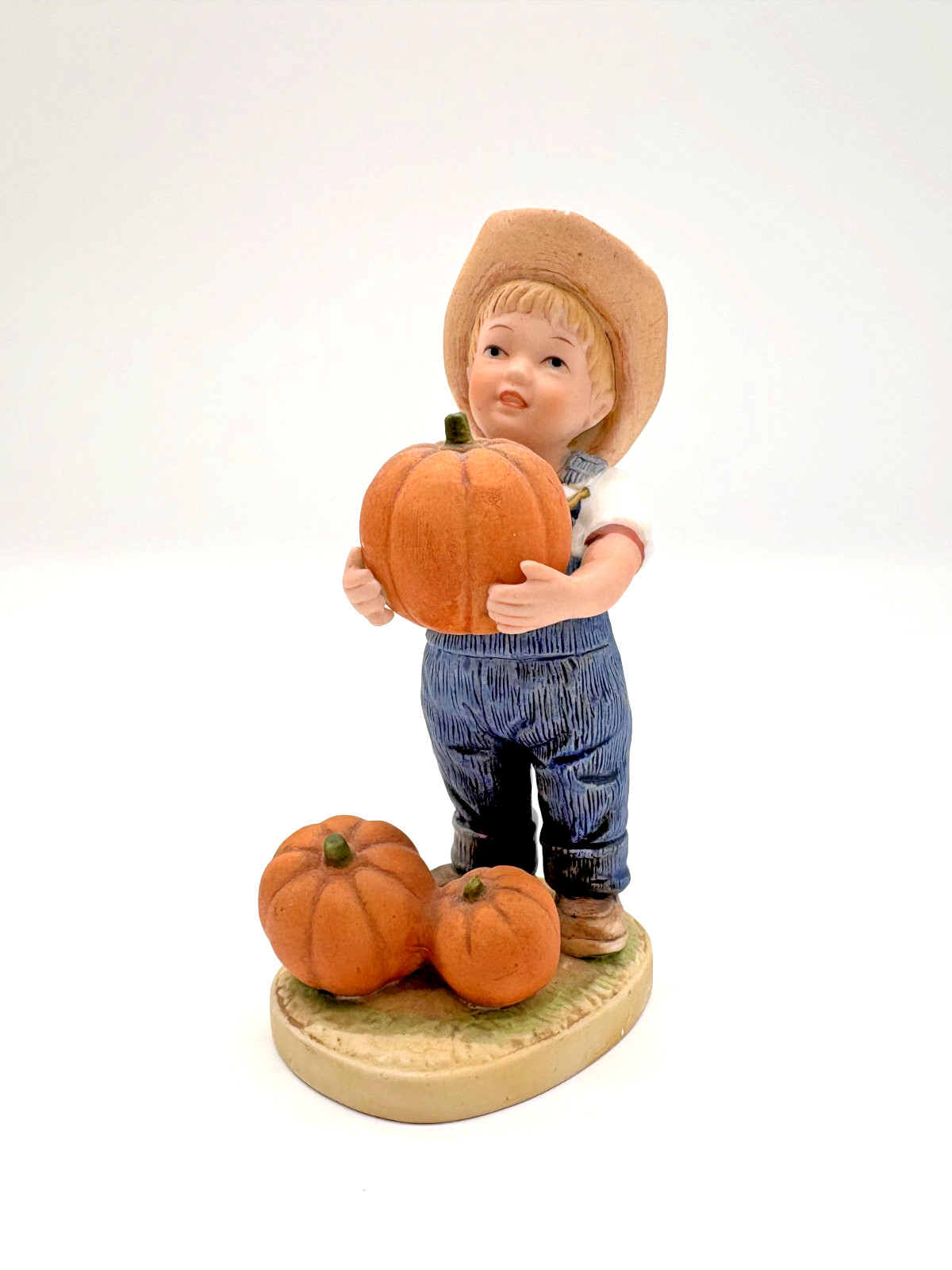 Vintage 1985 HOMCO Denim Days #1502 Boy Holding Pumpkins Fall Figurine 5 Vintage 1985 HOMCO Denim Days #1502 Boy Holding Pumpkins Fall Figurine 5