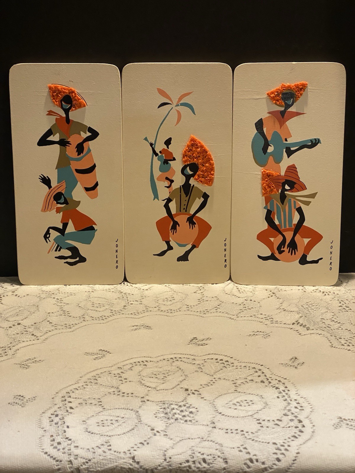 Vintage Mid Century Modern MCM Lot of (3) Calypso by Artist Jonero Wall Plaques