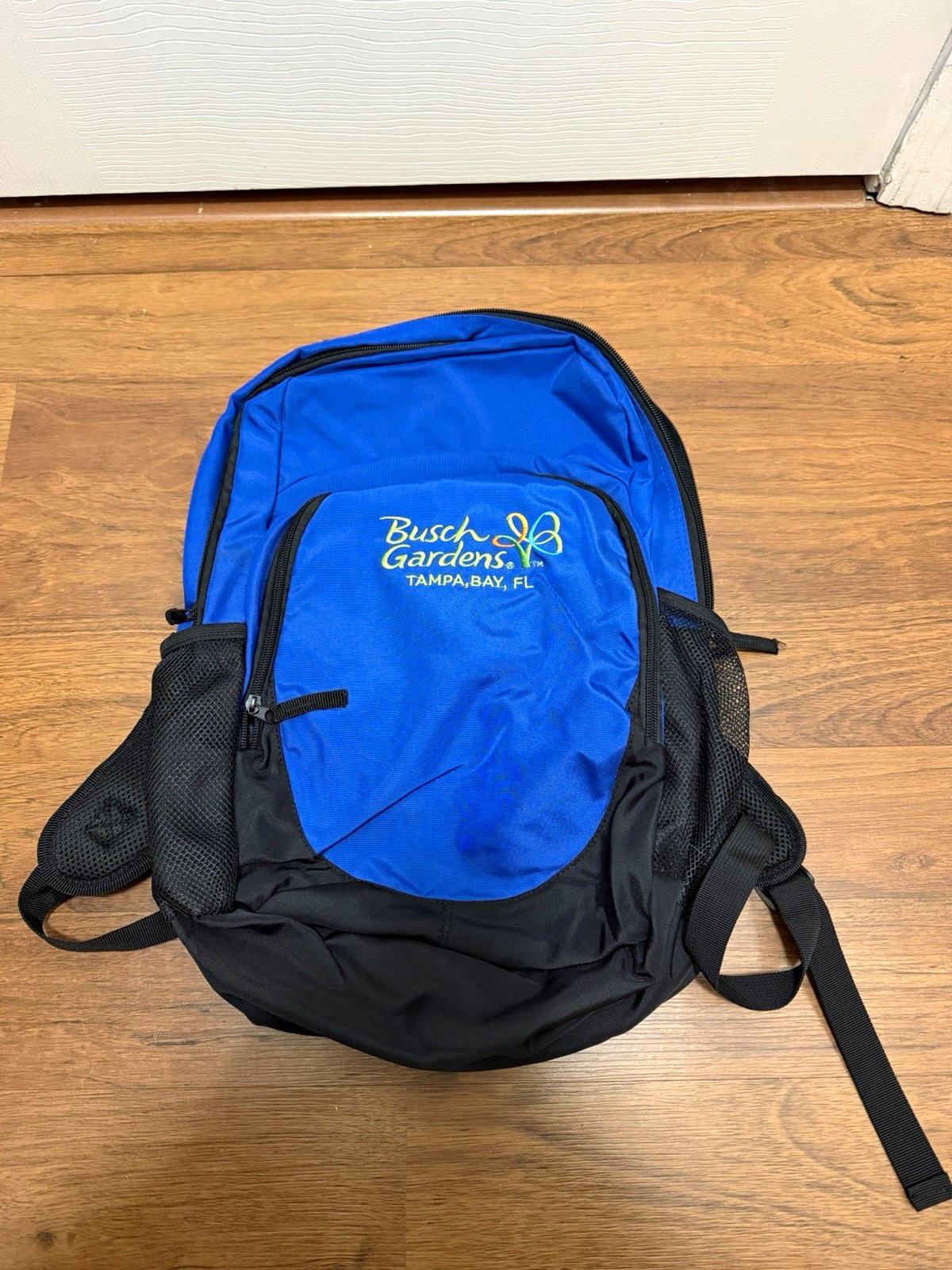 Busch Gardens Tampa Bay FL Backpack Blue Black Embroidered Souvenir Bag NWOT