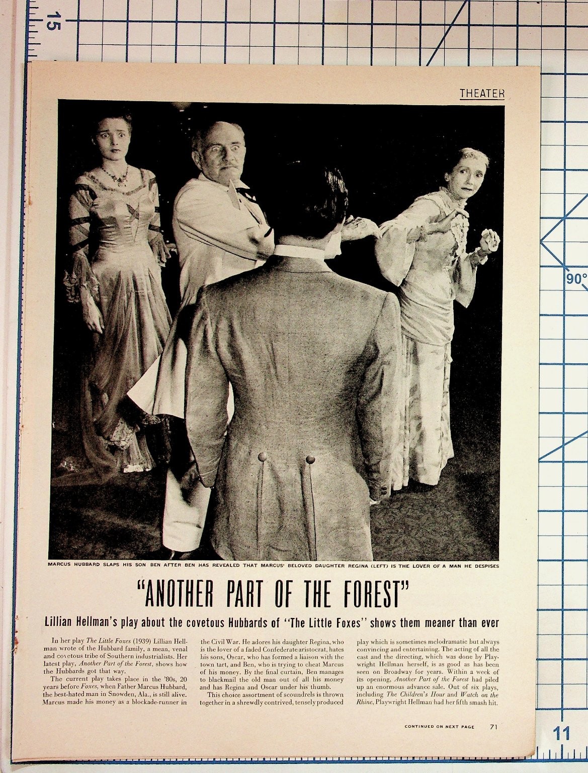 Lillian Hellman ANOTHER PART OF THE FOREST Play Review Magazine Page 1940s Lillian Hellman ANOTHER PART OF THE FOREST Play Review Magazine Page 1940s