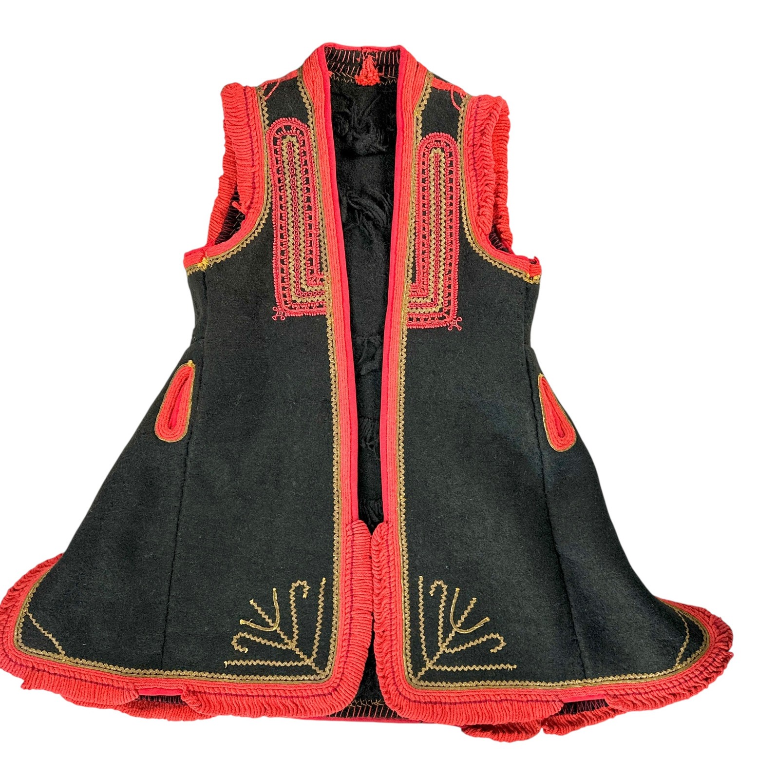 Antique c1890 Macedonian Balkan Wool Vest Klashnik Coat Folk Costume