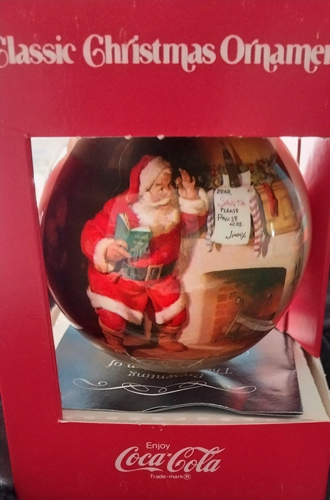 Vintage Coca-Cola Classic Christmas Santa Ornament 1963 - Corning Glass Vintage Coca-Cola Classic Christmas Santa Ornament 1963 - Corning Glass