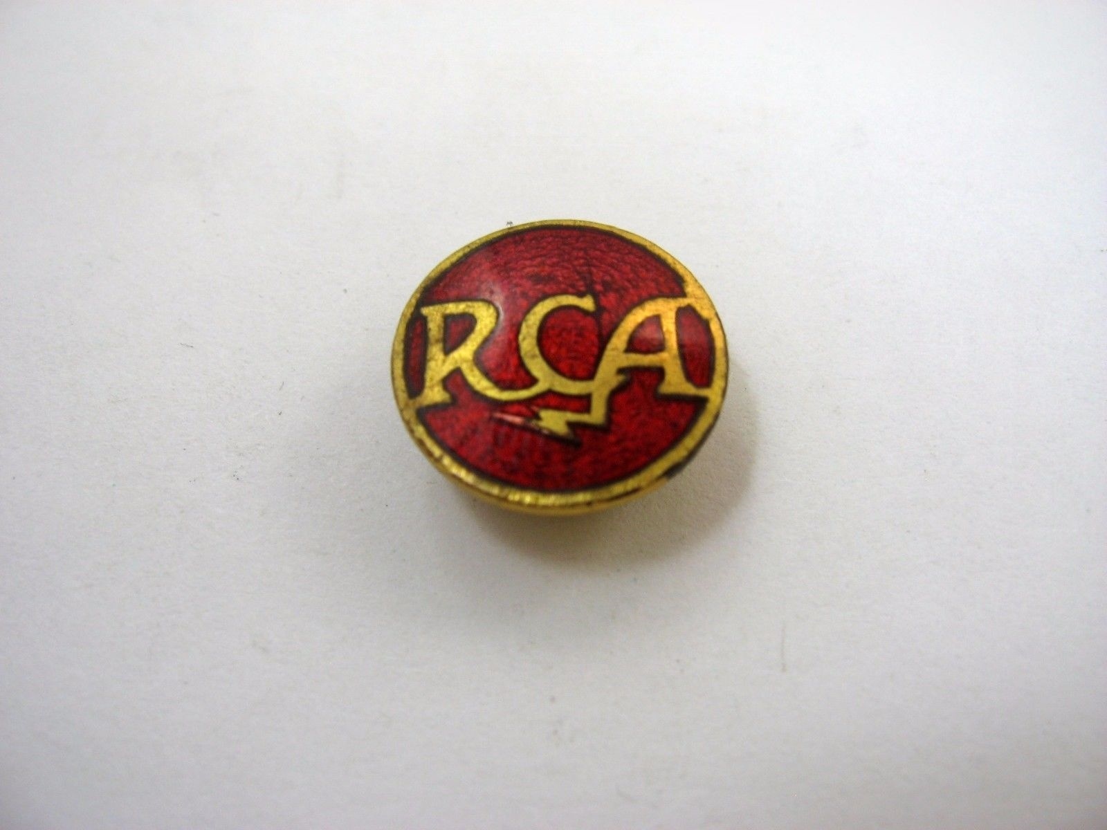 Vintage RCA Pinback Red Enamel Lightning Bolt Logo Radio Corporation of America