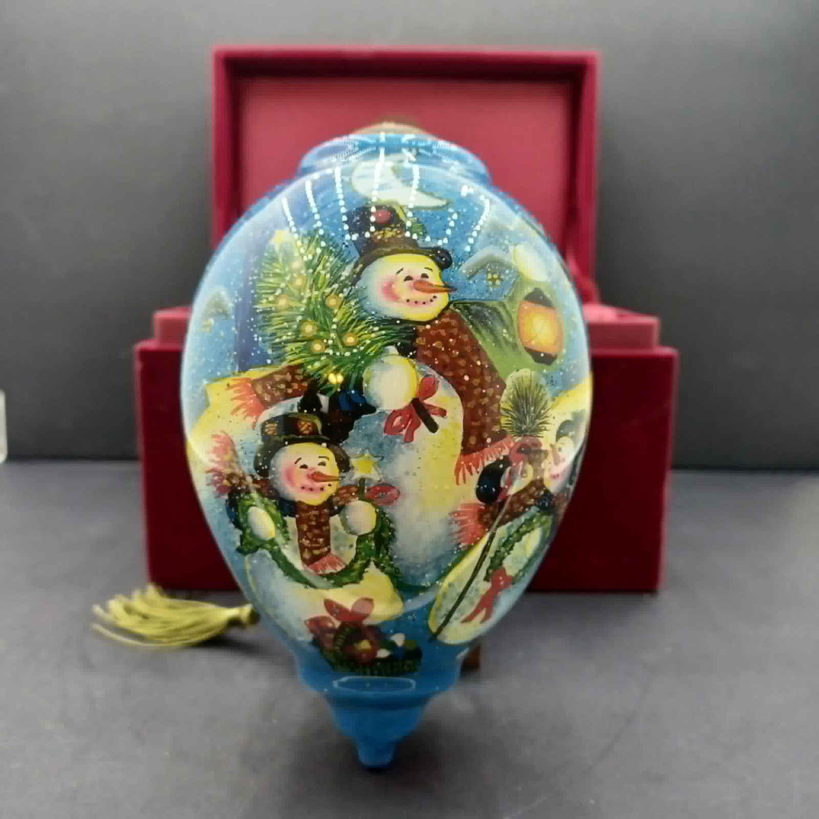 Ne'Qwa Art Lantern's Glow Snowman Ornament Stewart Sherwood SN-SS-53 Box