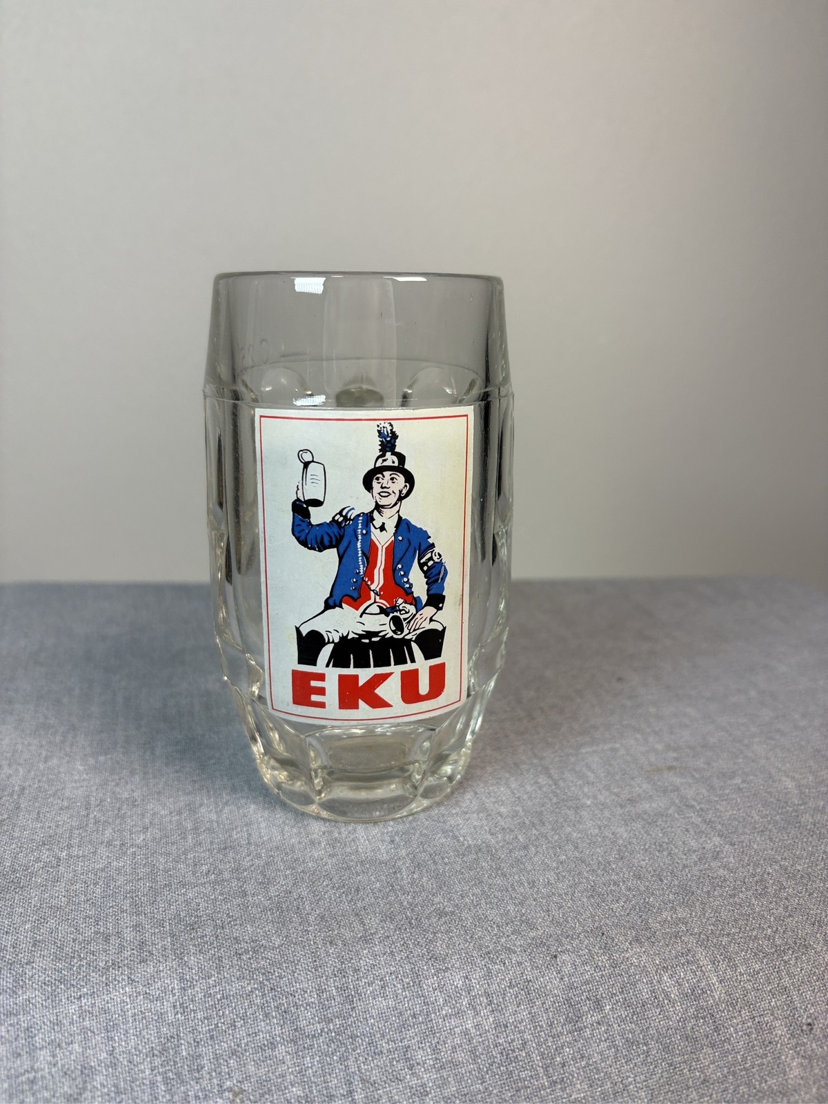 Kulmbacher Brauerei EKU Beer Stein Mug Dimpled Glass Germany 0.4L Kulmbacher Brauerei EKU Beer Stein Mug Dimpled Glass Germany 0.4L