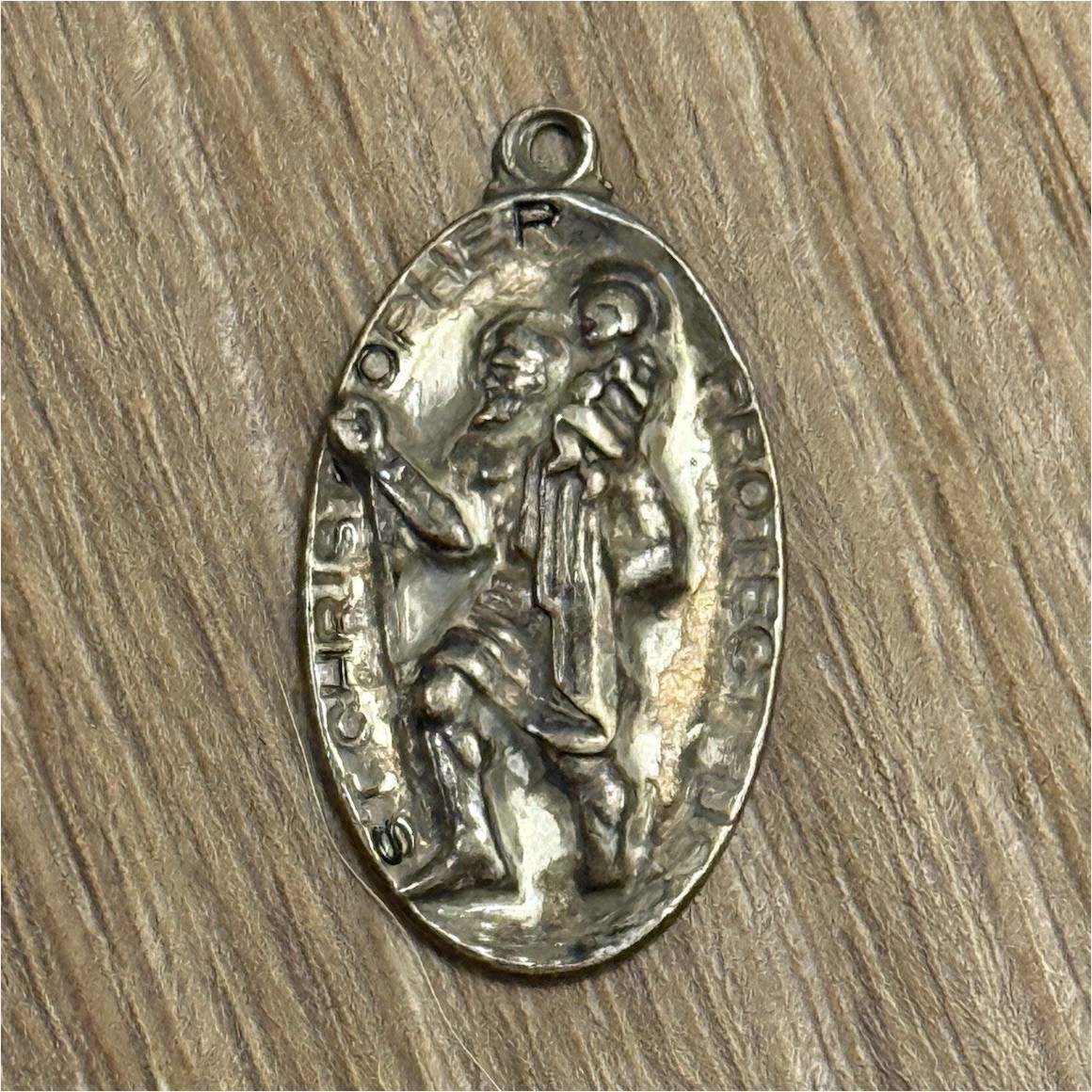 Vintage Hayward Sterling Silver St Christopher Protect Us Medal 4g Pendant
