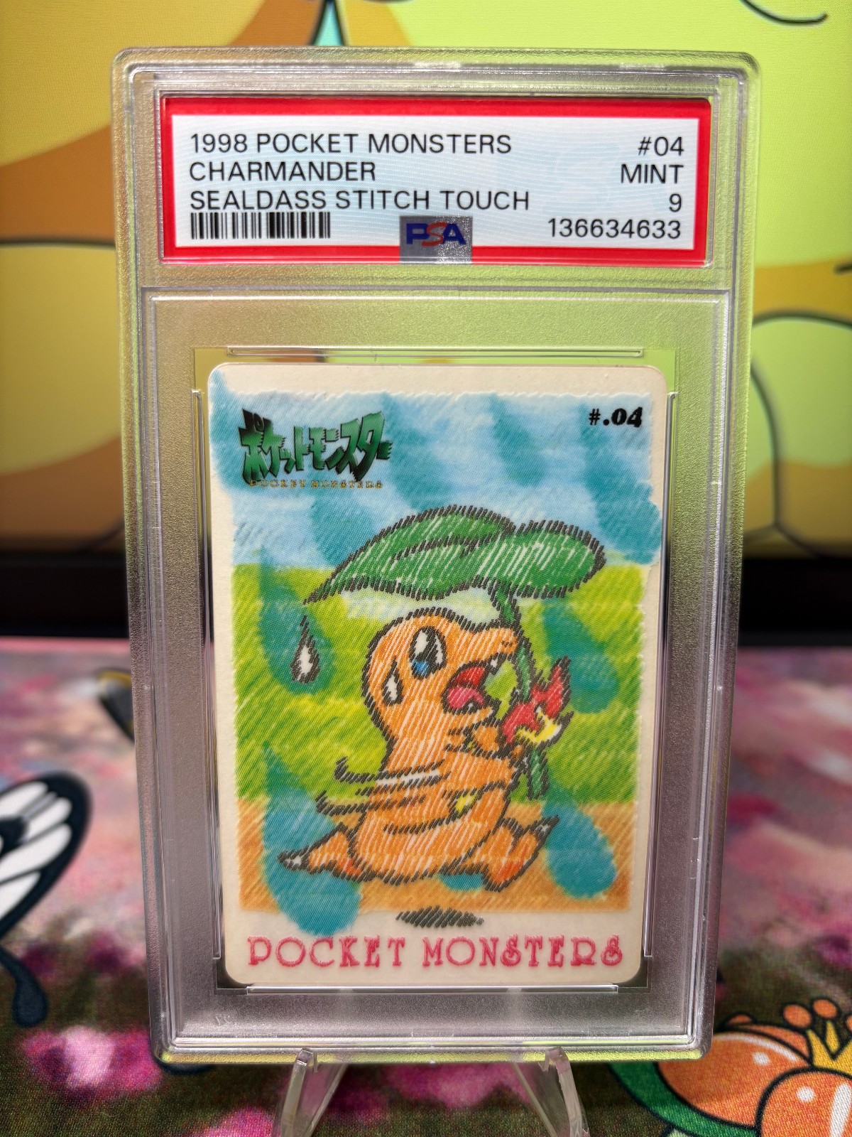 LOW POP 1998 Pokémon Pocket Monsters Sealdass Stitch Touch Charmander #04 PSA 9