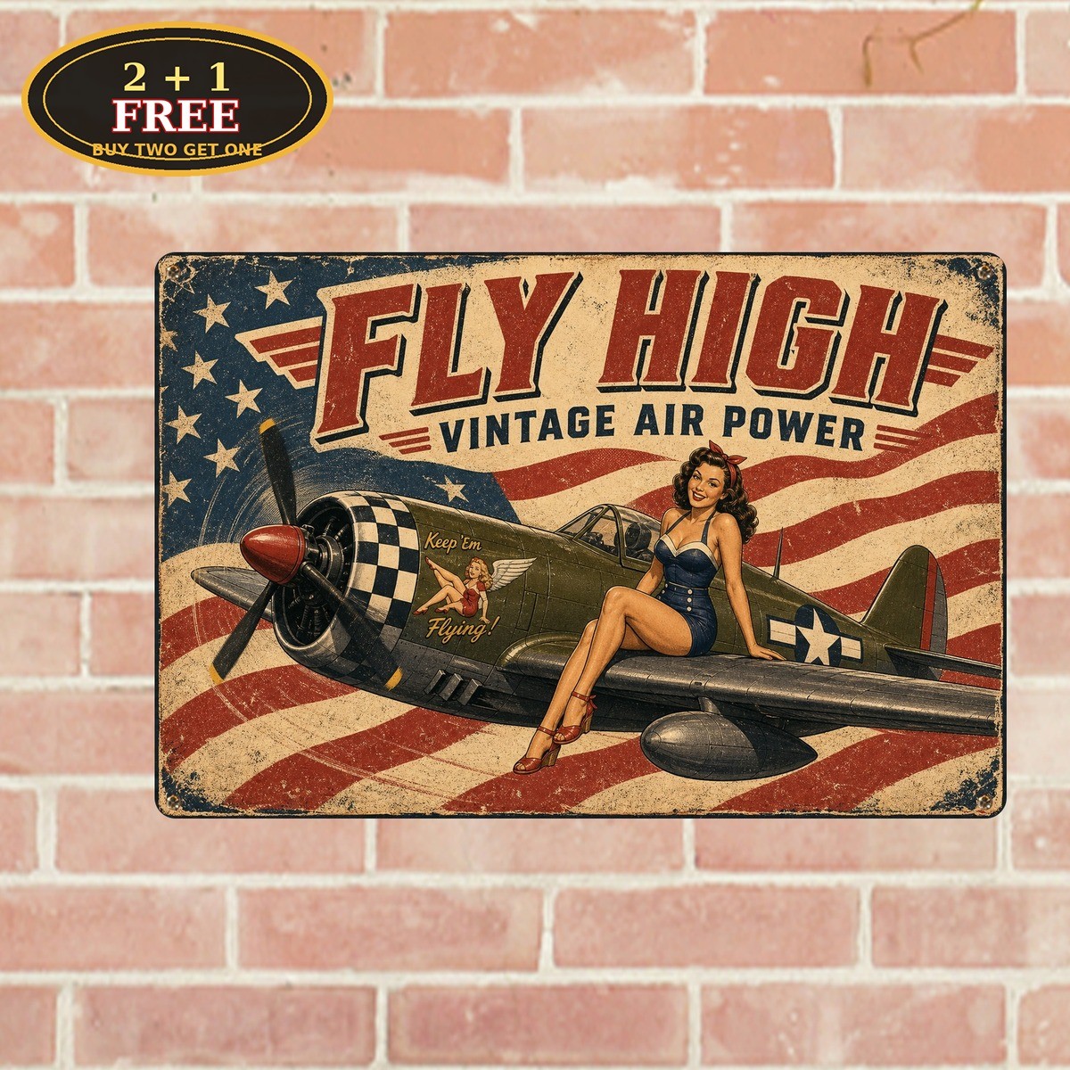 Thunderbolt Airplane Pinup Girl Aircraft Vintage Tin Sign