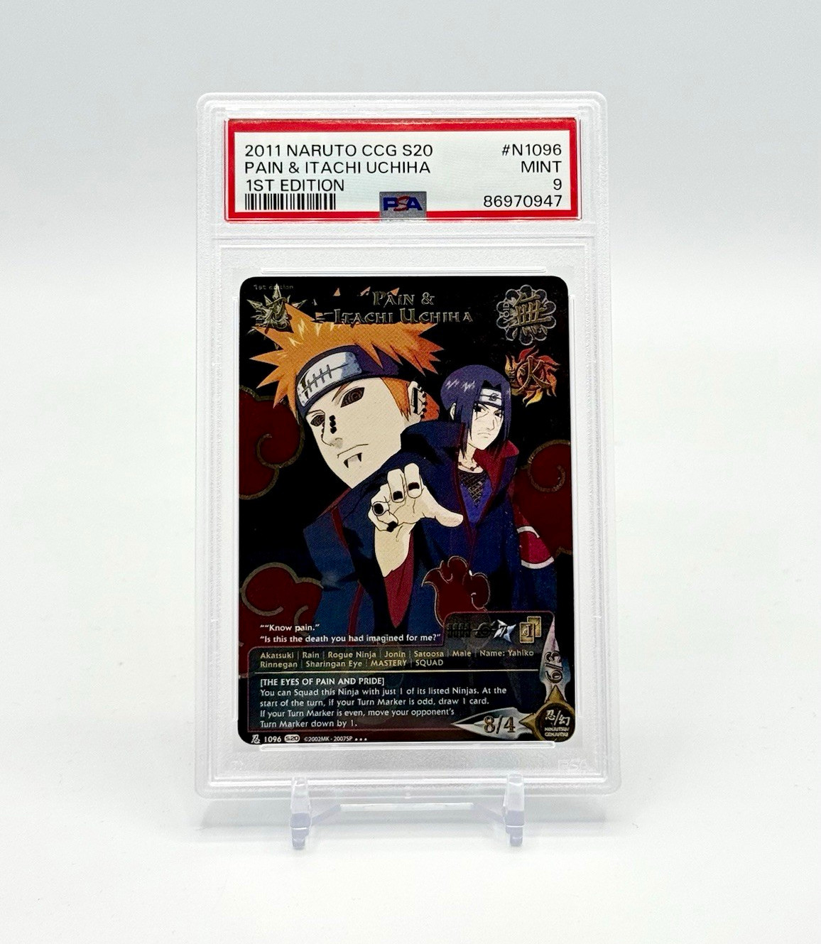 2011 Naruto CCG S20 Pain & Itachi Uchiha 1st Edition #N1096 PSA 9 English