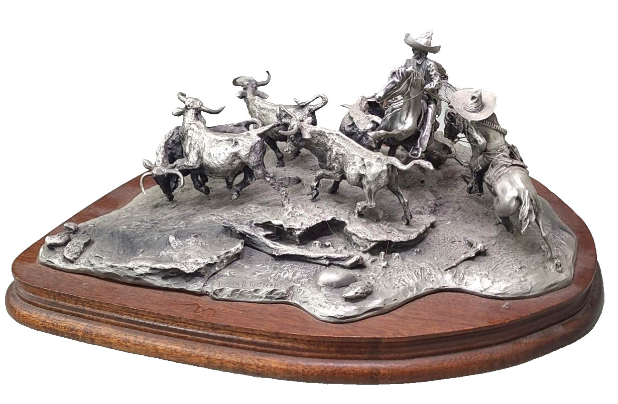 Donald Polland Border Rustlers Fine Pewter Sculpture 467/500, Vintage 1973 Donald Polland Border Rustlers Fine Pewter Sculpture 467/500, Vintage 1973