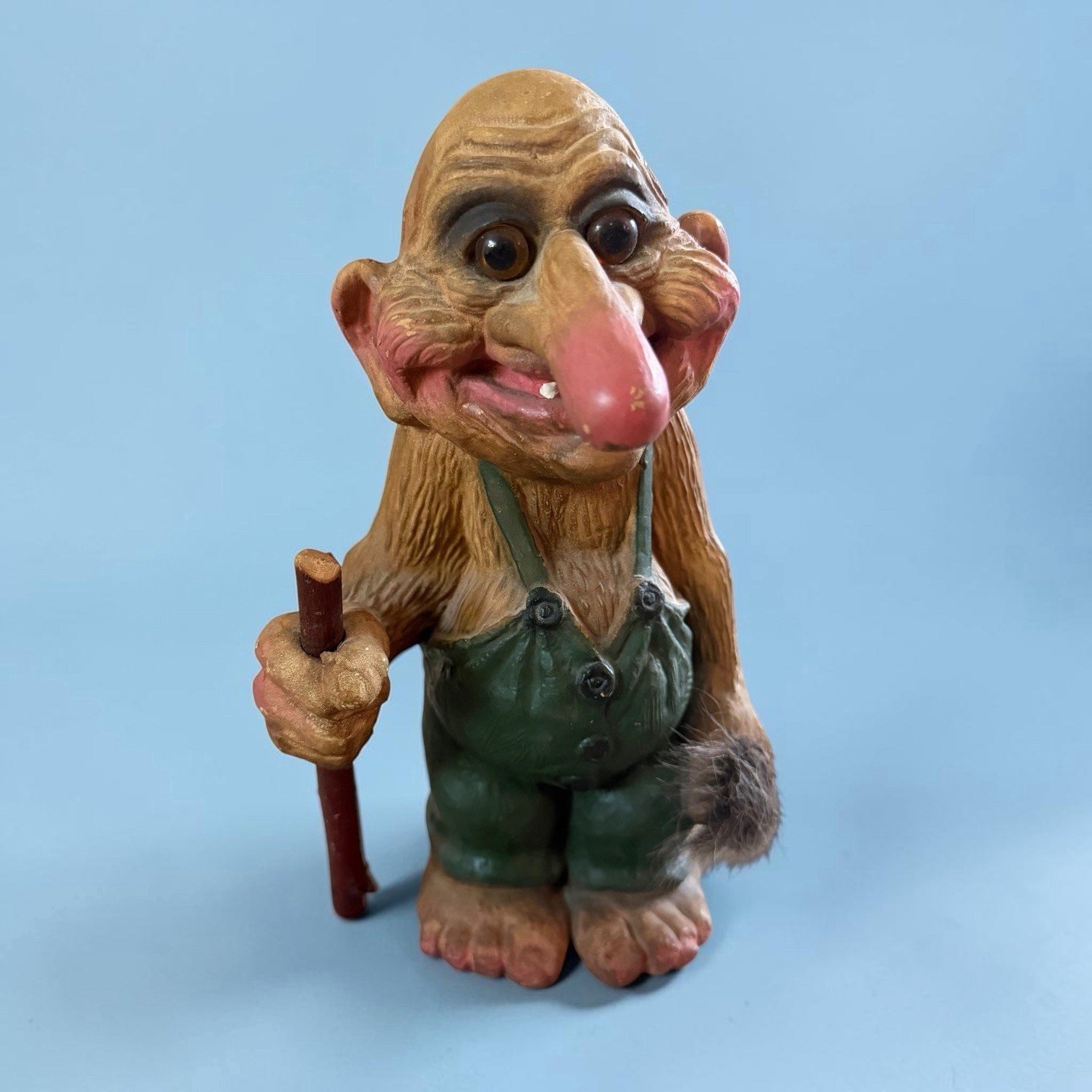 VTG NyForm Old Man With A Stick Troll From Norway Handmade 1960s Bald Estate