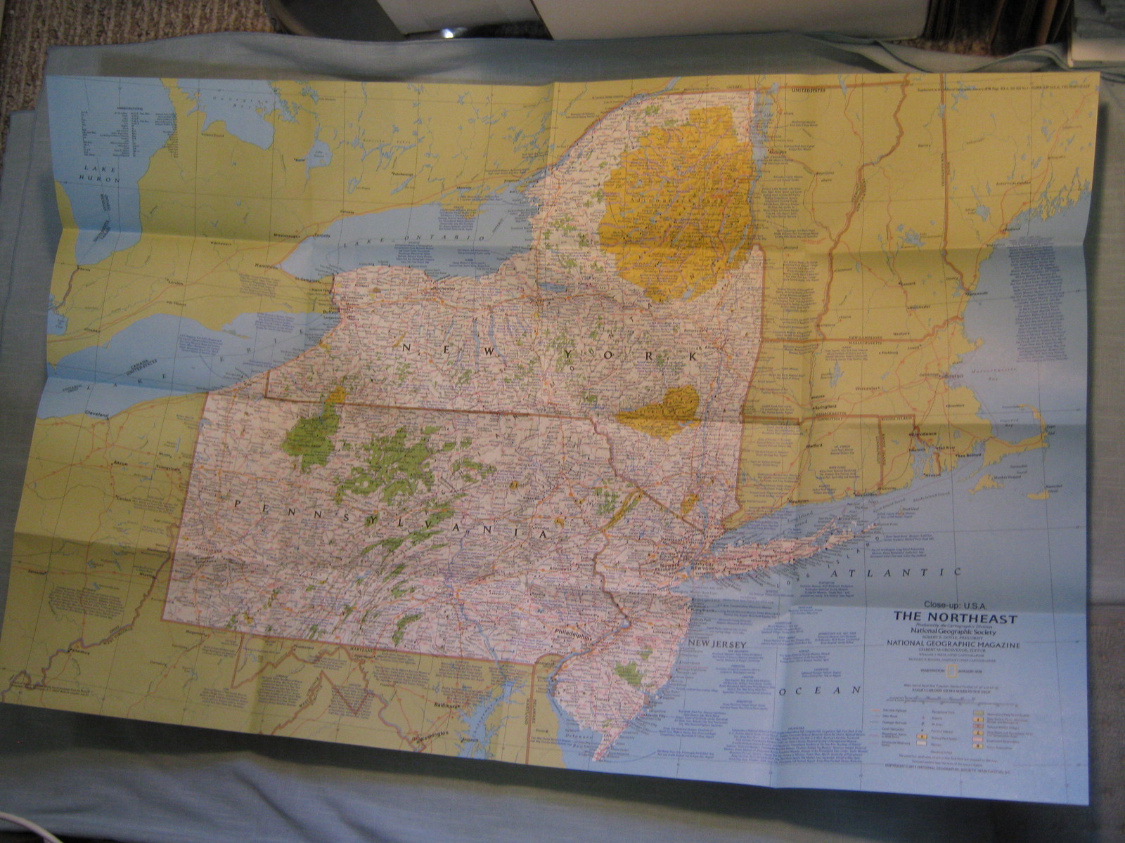 VINTAGE THE NORTHEAST U.S. MAP NY NJ PA National Geographic January 1978 