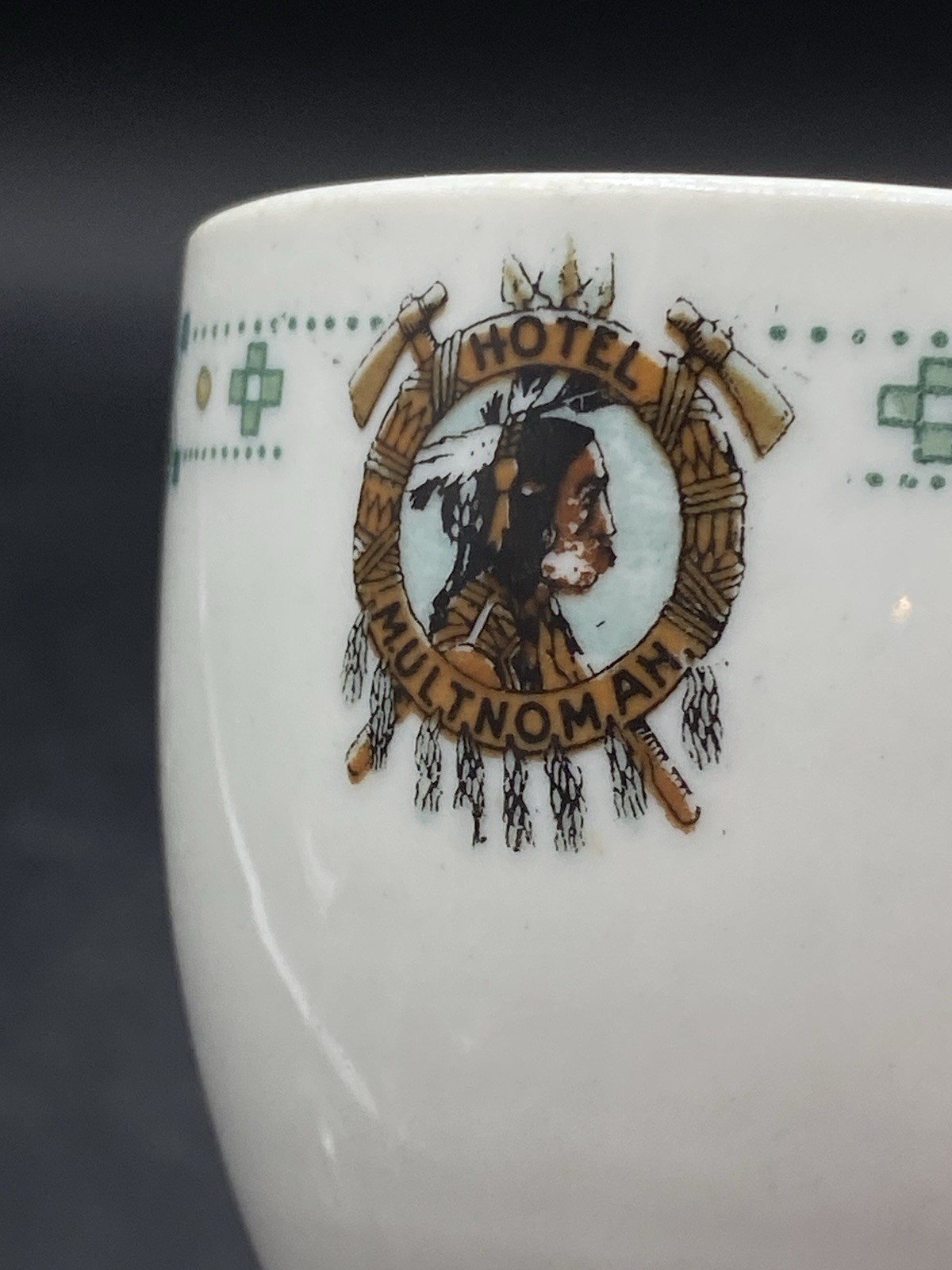 Mayer China Hotel Multnomah Demitasse Cup 1920s  Restaurant Ware Indian