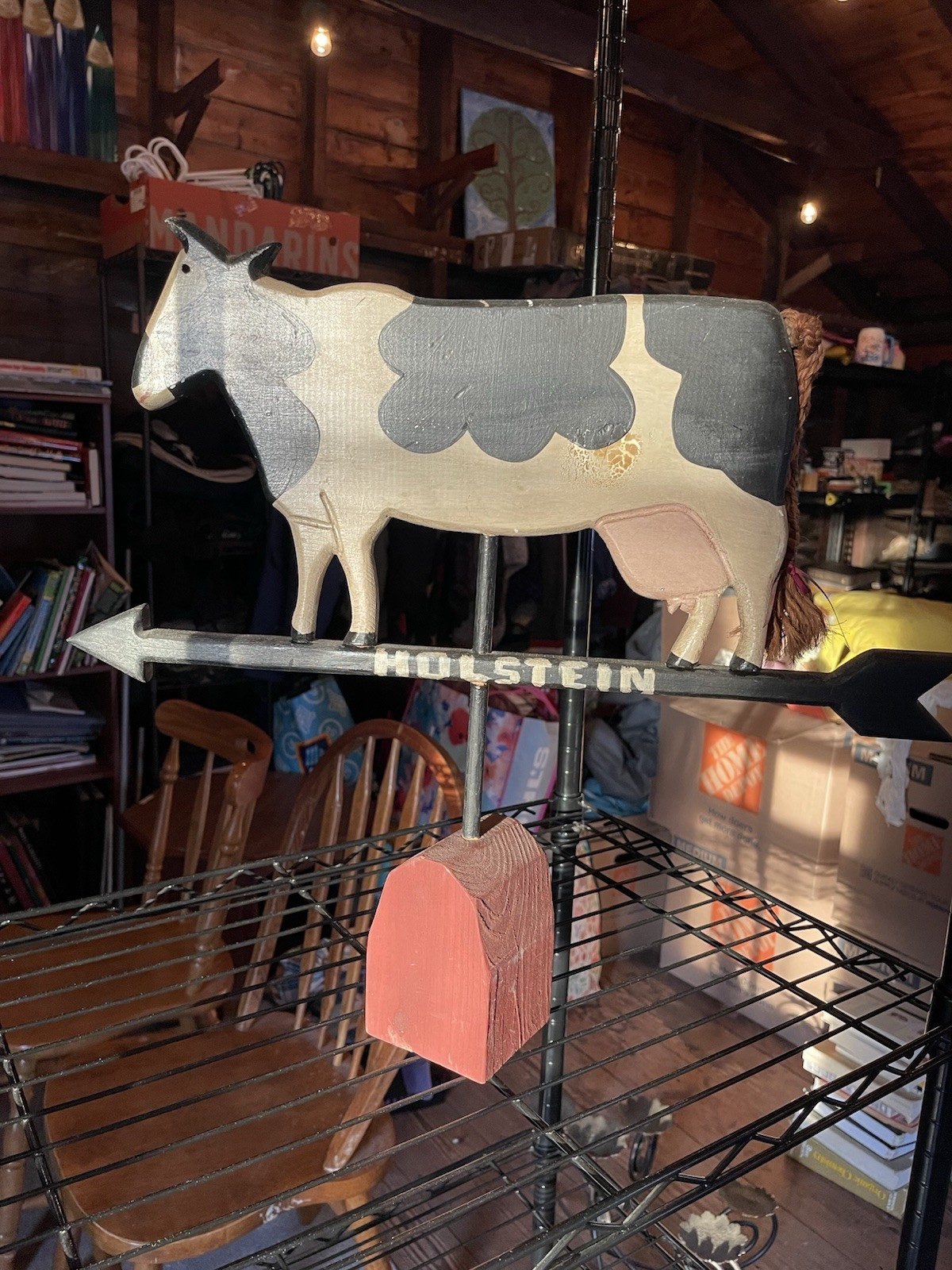 Weathervane Cow Holstein Black White wooden farm country decor
