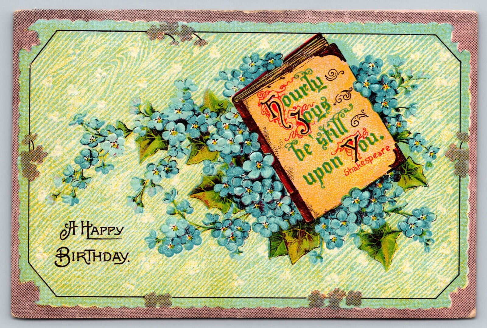 Postcard 1910 Shakespeare Happy Birthday Greeting Glossy Topcoat A40