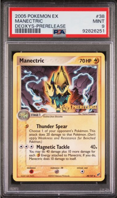 2005 Pokemon EX Manectric #38 Ex Deoxys Prerelease PSA 9 MINT POP 66 2005 Pokemon EX Manectric #38 Ex Deoxys Prerelease PSA 9 MINT POP 66
