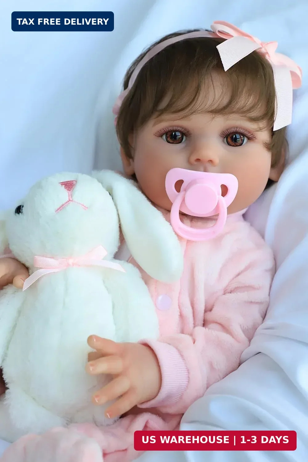 SCOM Realistic Reborn Baby Dolls - 18 Inch Doll Girl Silicone Style | Brown Eyes SCOM Realistic Reborn Baby Dolls - 18 Inch Doll Girl Silicone Style | Brown Eyes