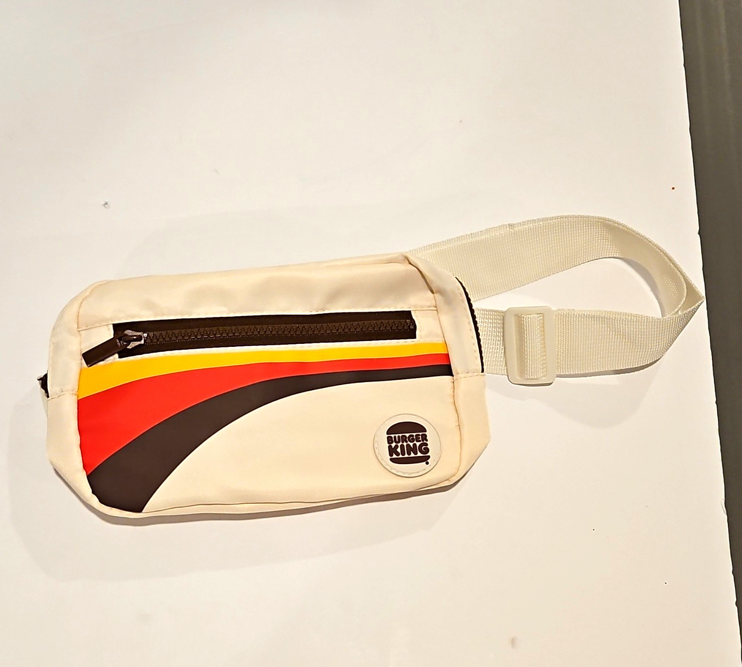 Burger King Advertising Fanny Pack Waist Bag Beige Red Yellow Brown Stripe Burger King Advertising Fanny Pack Waist Bag Beige Red Yellow Brown Stripe