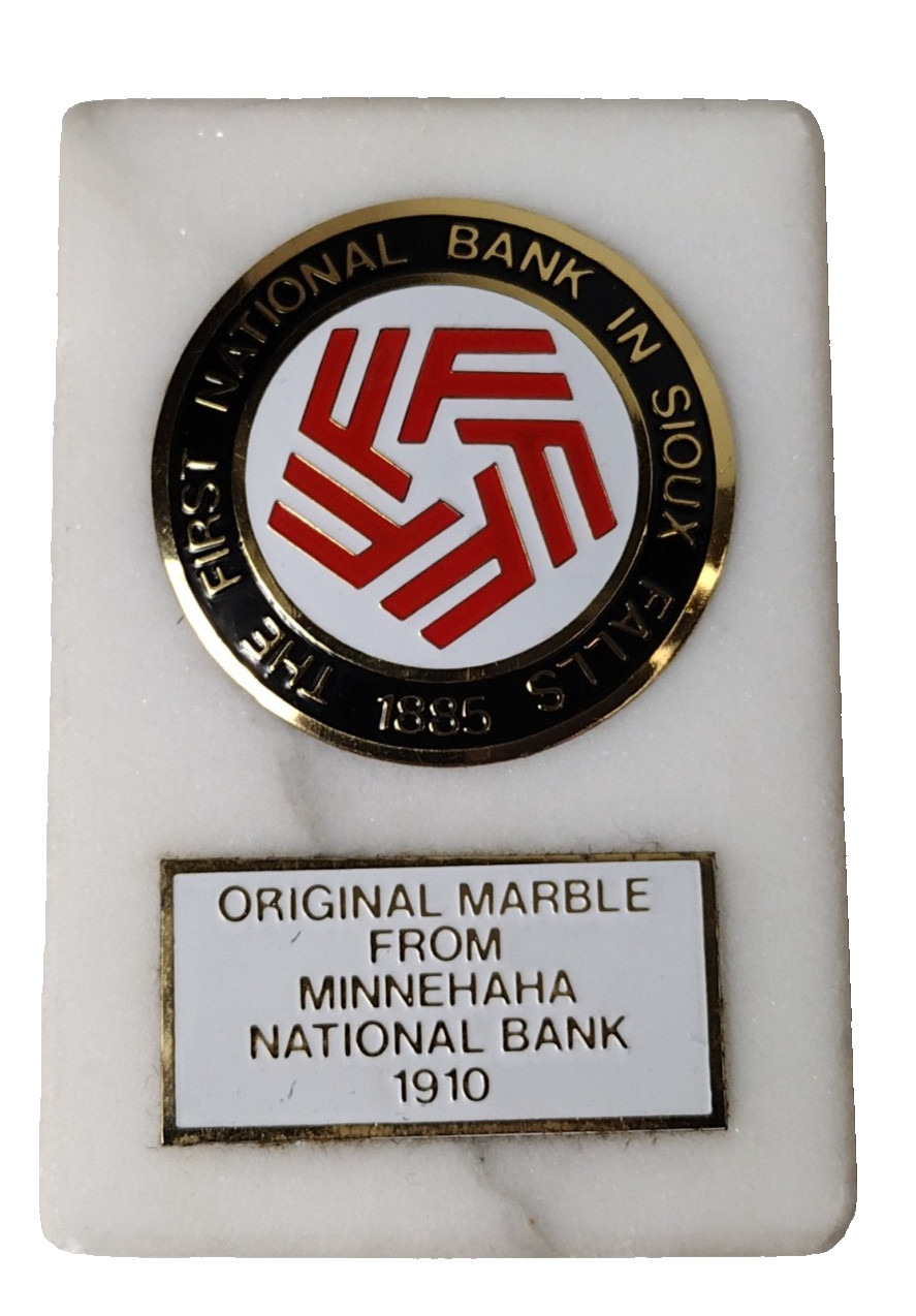 1910 Original Marble From Minnehaha National Bank Sioux Falls SD 1885 First Natl