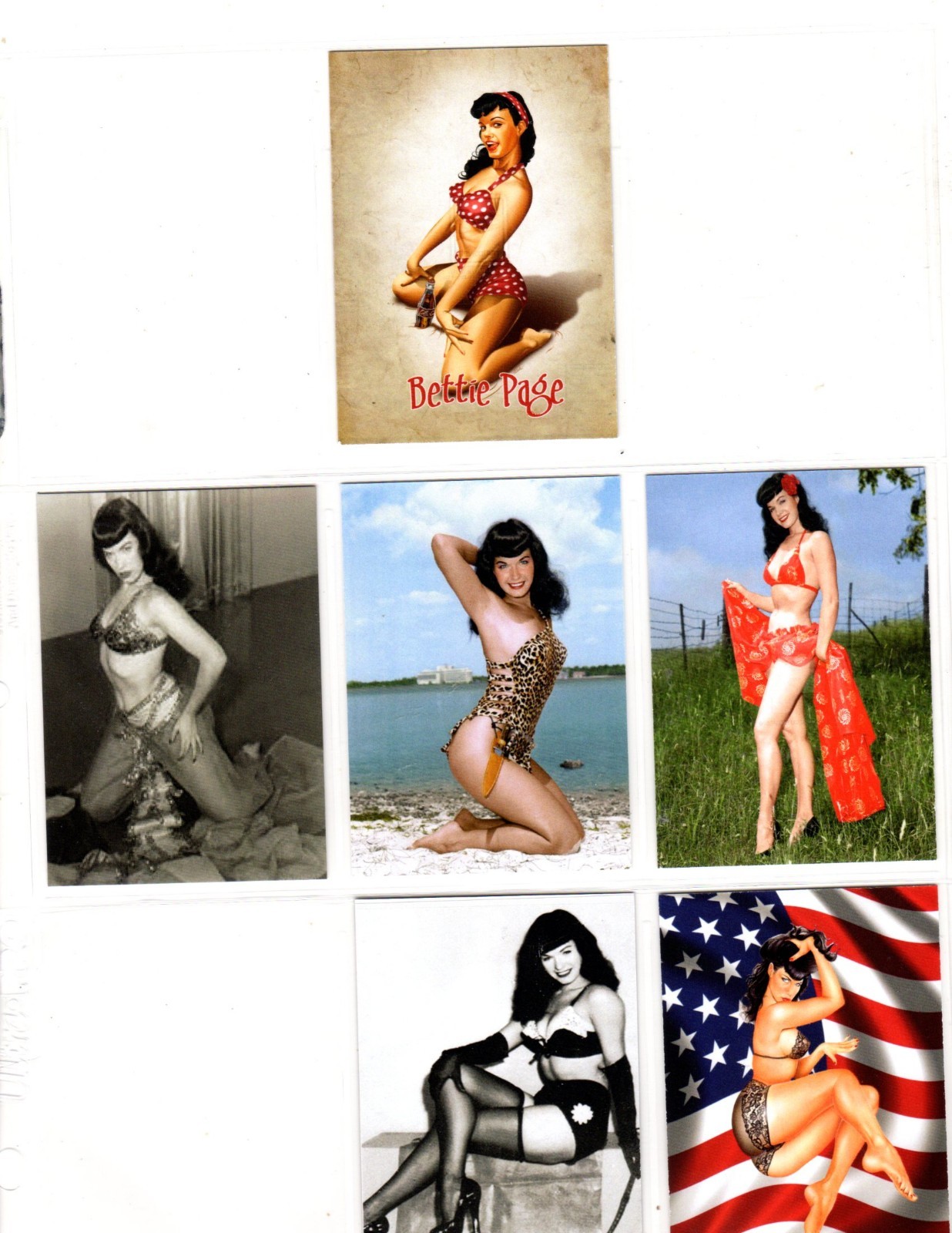 BETTIE PAGE    CUSTOM TRADING CARD 6 CARDS  SET