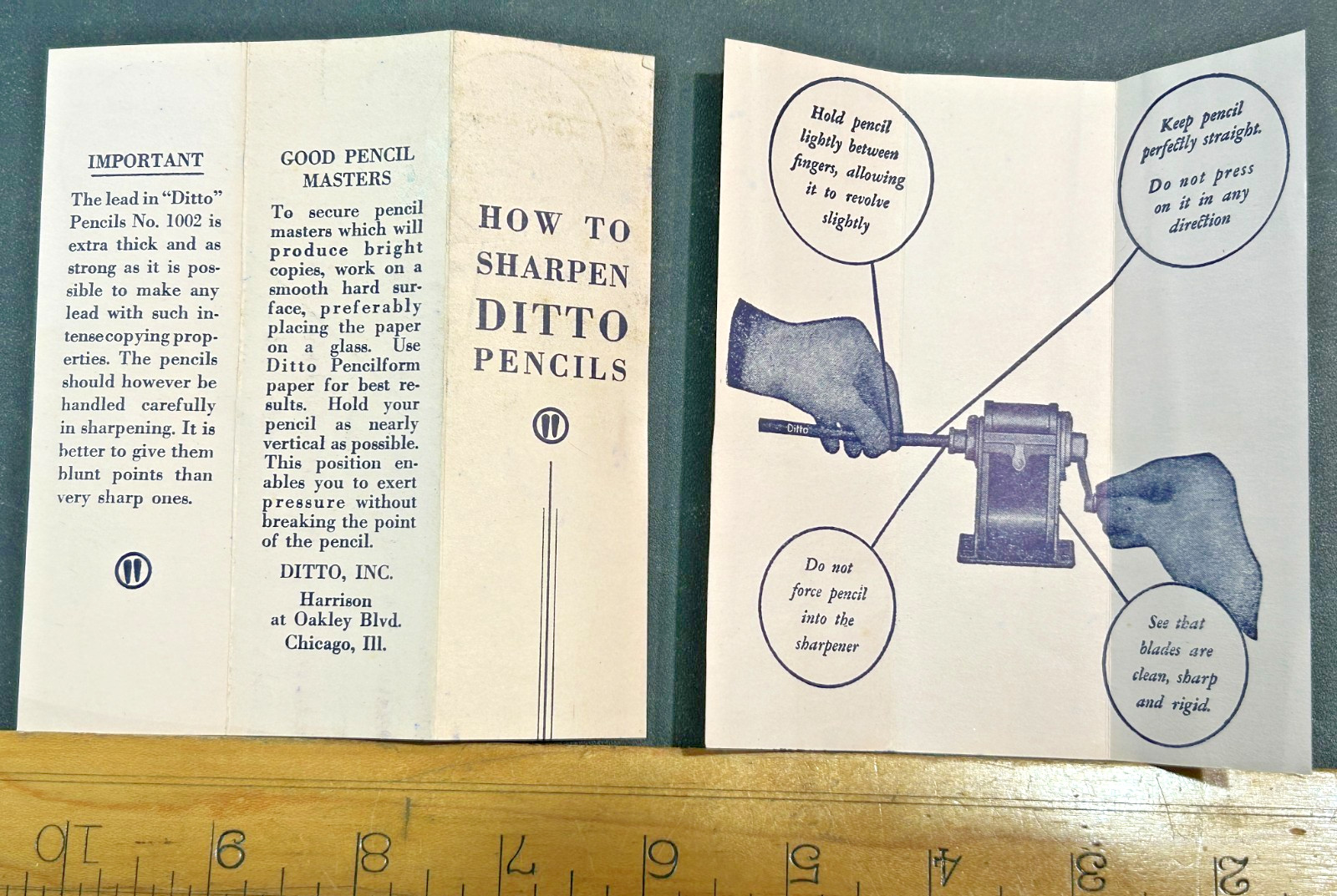 Vintage How to Sharpen Ditto Pencil 1920s promo brochure advertising ephemera