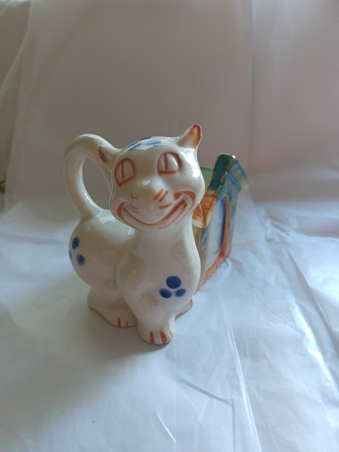 Super Adorable Vintage Silly Face  Cat Planter  Figurine Occupied Japan  