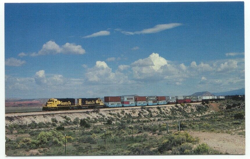 Santa FE Railroad Container Freight Train Prewill NM Postcard
