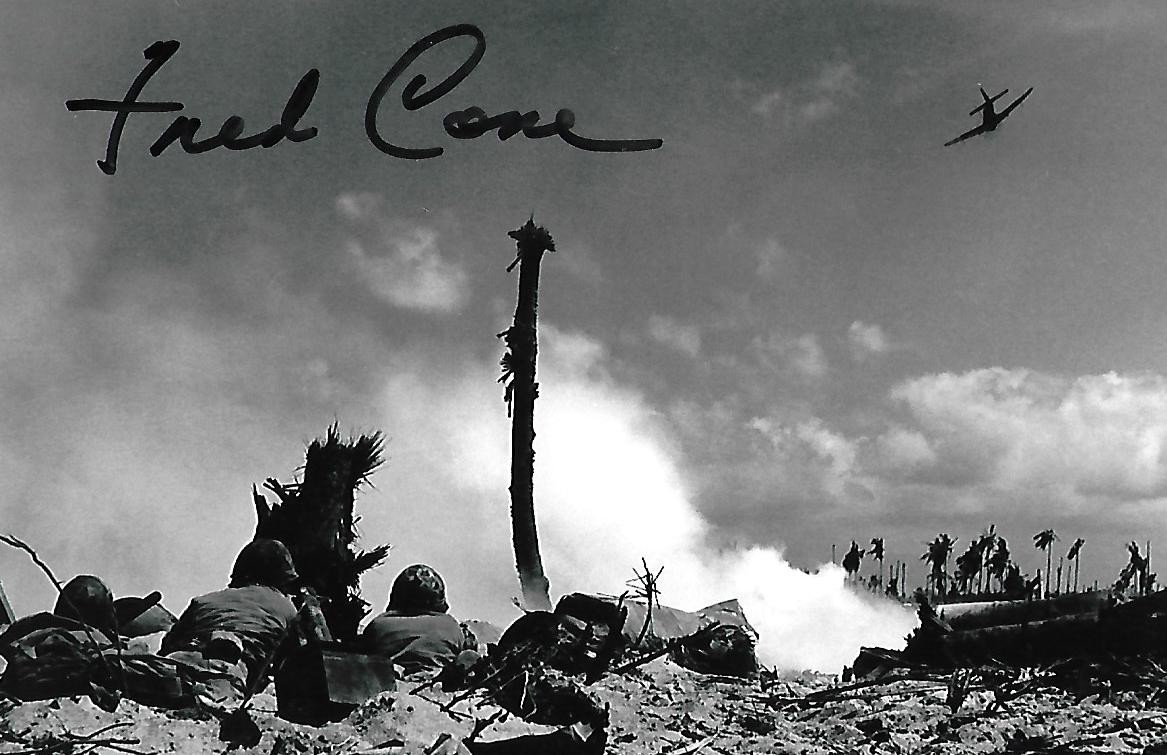 Fred Cone signed/auto 4x6 photo WW II Iwo Jima Pacific Theater NFL COA LOOK Fred Cone signed/auto 4x6 photo WW II Iwo Jima Pacific Theater NFL COA LOOK