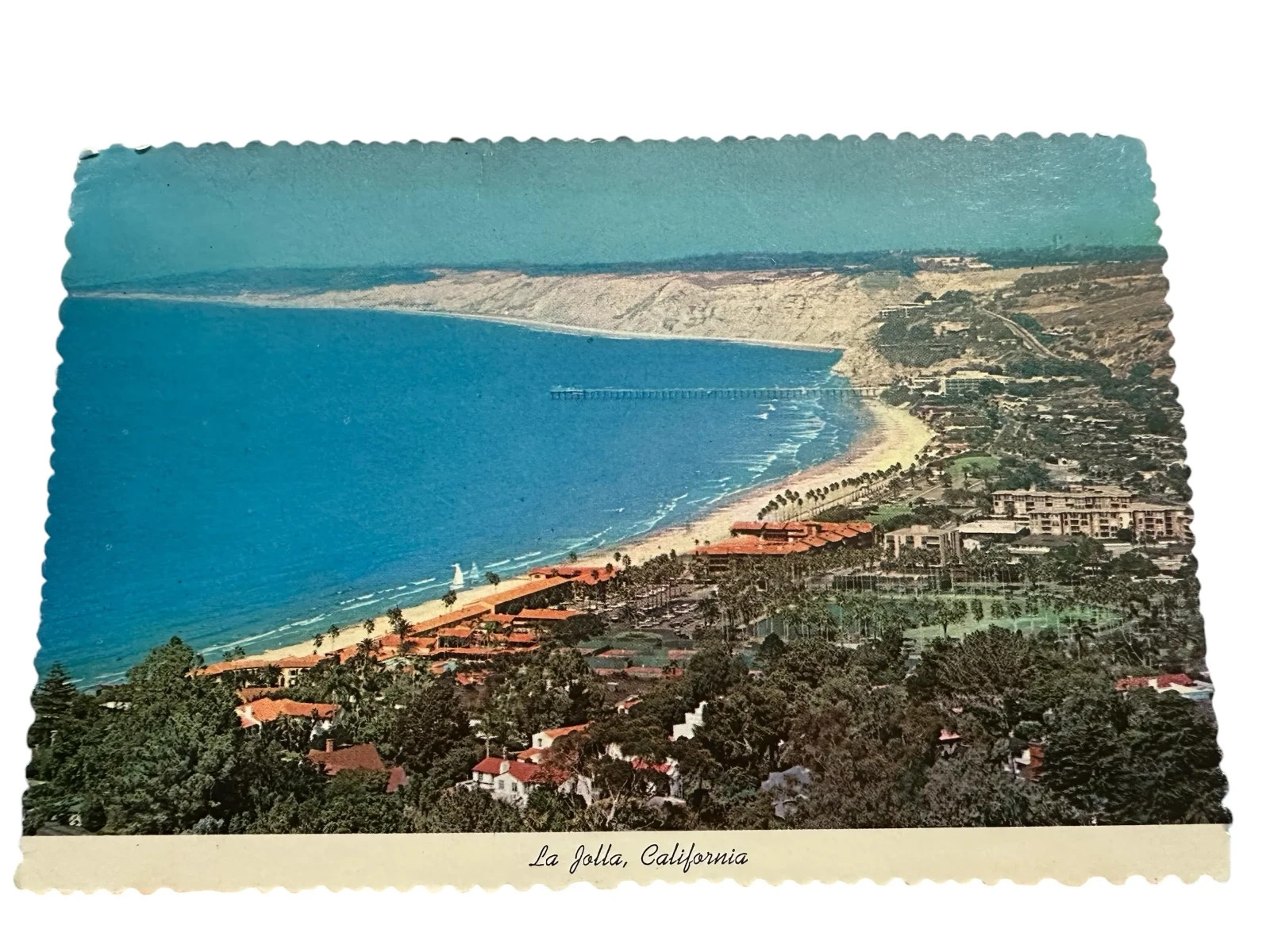 Continental Postcard La Jolla Shores California Aerial View Mt Soladad