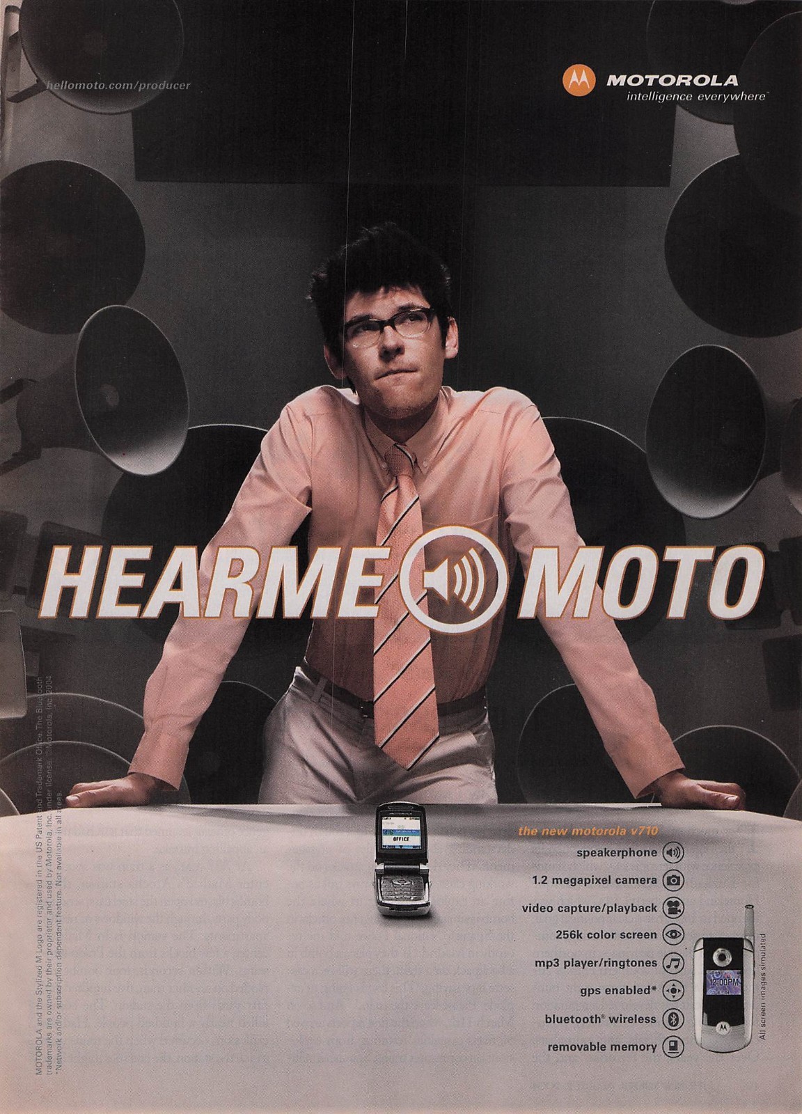 2003 hear me moto motorola cell phone y2k pink shirt Print Ad Pinup Art Poster