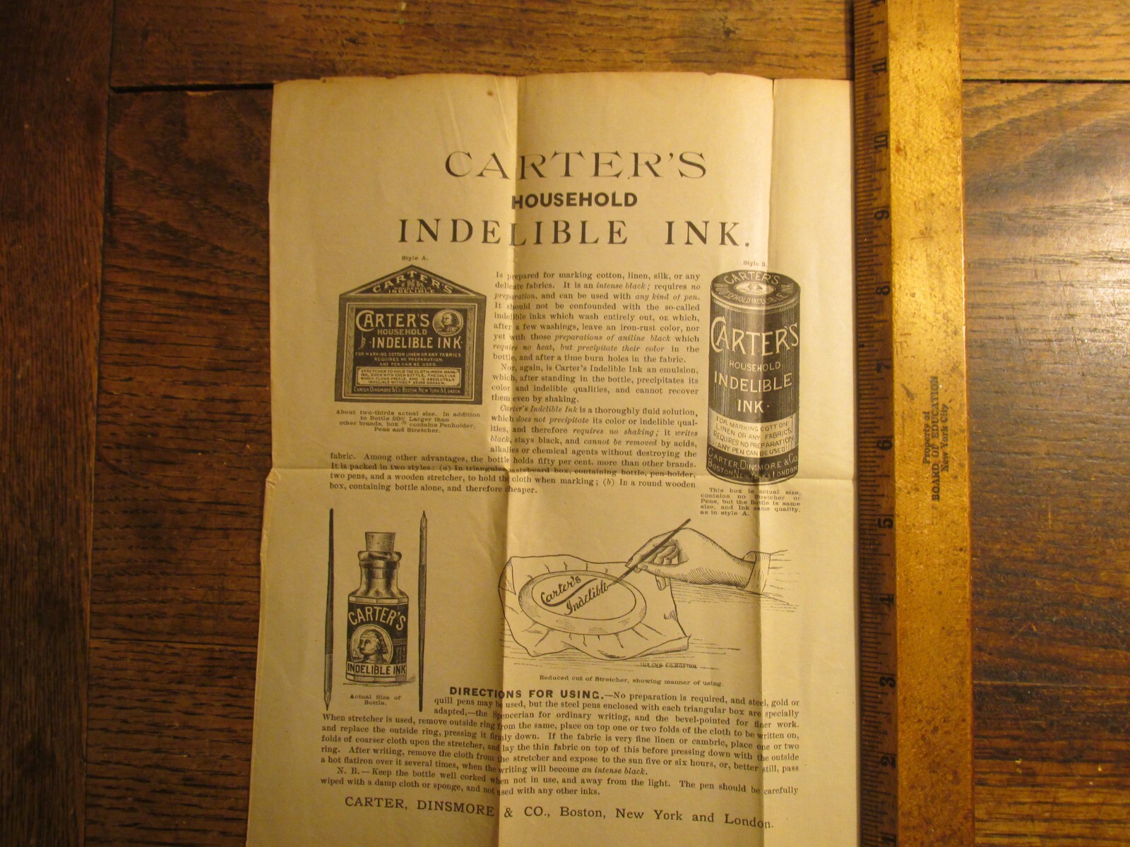 Antique Vintage Ephemera Carter\'s Indelible Ink illus Print Ad Antique Vintage Ephemera Carter\'s Indelible Ink illus Print Ad