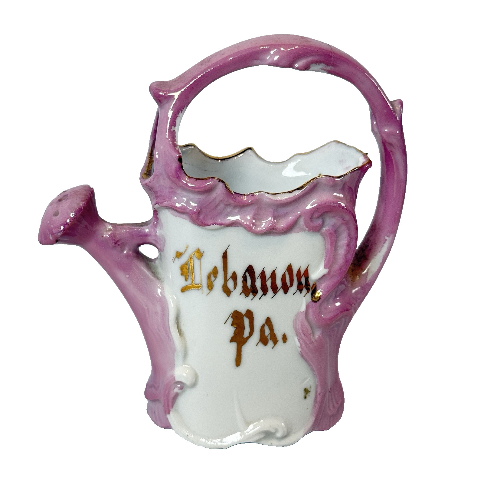 LEBANON PA PENNSYLVANIA Antique 1900s Souvenir China Gold Mini Pitcher Creamer LEBANON PA PENNSYLVANIA Antique 1900s Souvenir China Gold Mini Pitcher Creamer