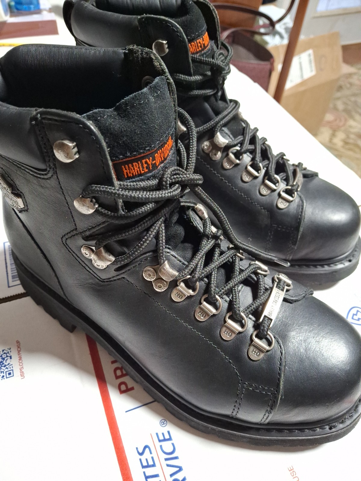 Harley Davidson Dipstick Steel Toe Black Leather Boots Excellent Condition Harley Davidson Dipstick Steel Toe Black Leather Boots Excellent Condition