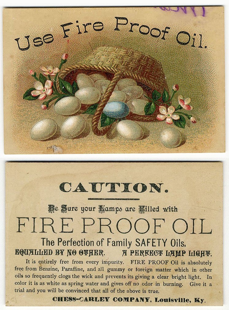 Louisville KY FIRE PROOF OIL Lamps Chess Carley Co 1880's VICTORIAN Trade Card Louisville KY FIRE PROOF OIL Lamps Chess Carley Co 1880's VICTORIAN Trade Card