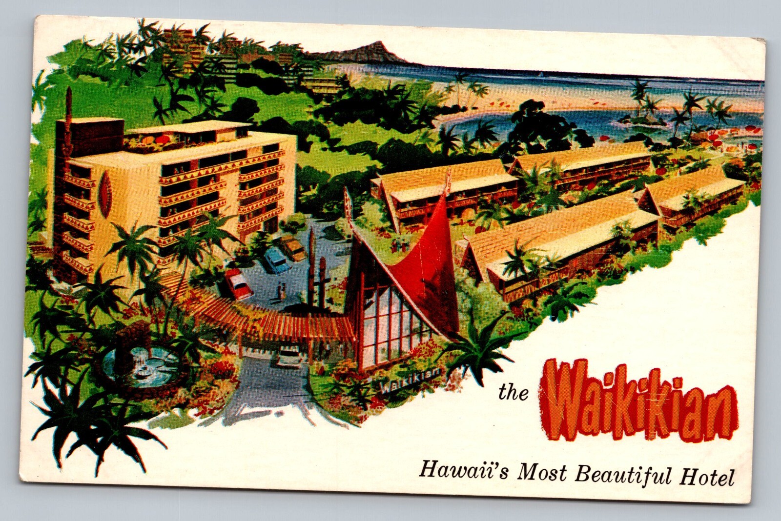1964 The Waikikian Hotel Hawaii HI Posted 3 Acre Resort Vintage Postcard