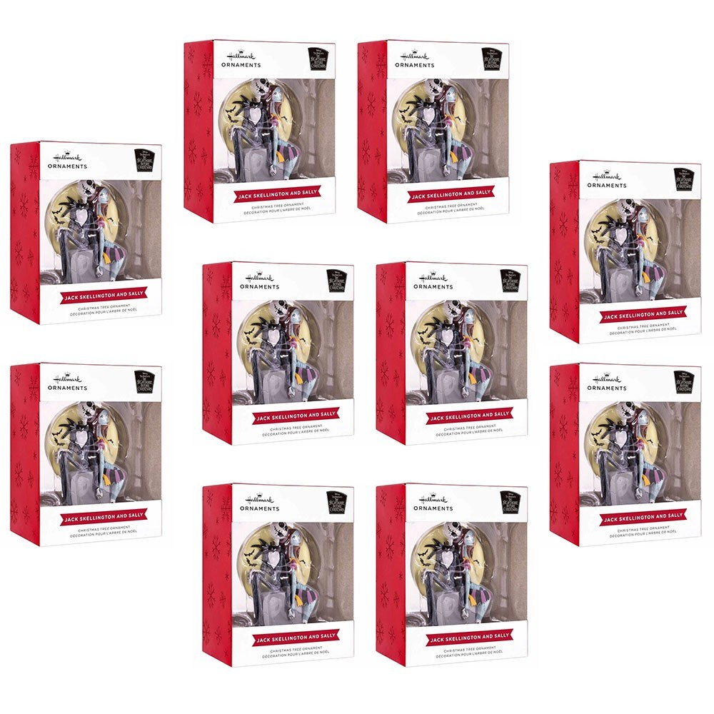 Lot of 10 Hallmark Disney Nightmare Before Christmas Jack & Sally Ornament NEW
