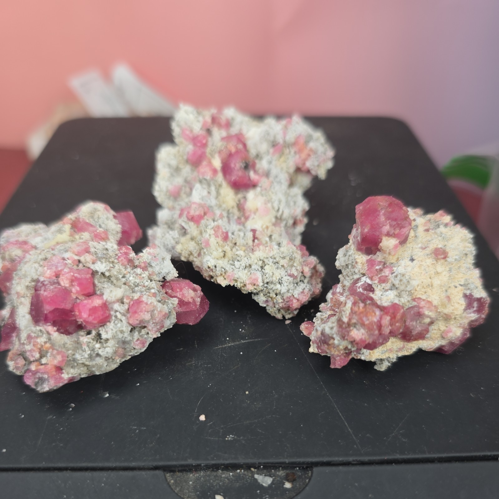 Raspberry Grossular Garnet cluster lot wholesale 3pcs 150grams crystal mexico 