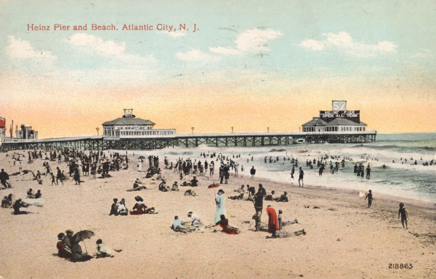 Atlantic City NJ 1916 Heinz Pier Beach Oceanfront Divided Back Postcard Atlantic City NJ 1916 Heinz Pier Beach Oceanfront Divided Back Postcard