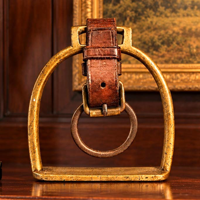 Wonderful Antique French Horse Stirrup Redouenat Leather Brass Equestrian Tack Wonderful Antique French Horse Stirrup Redouenat Leather Brass Equestrian Tack