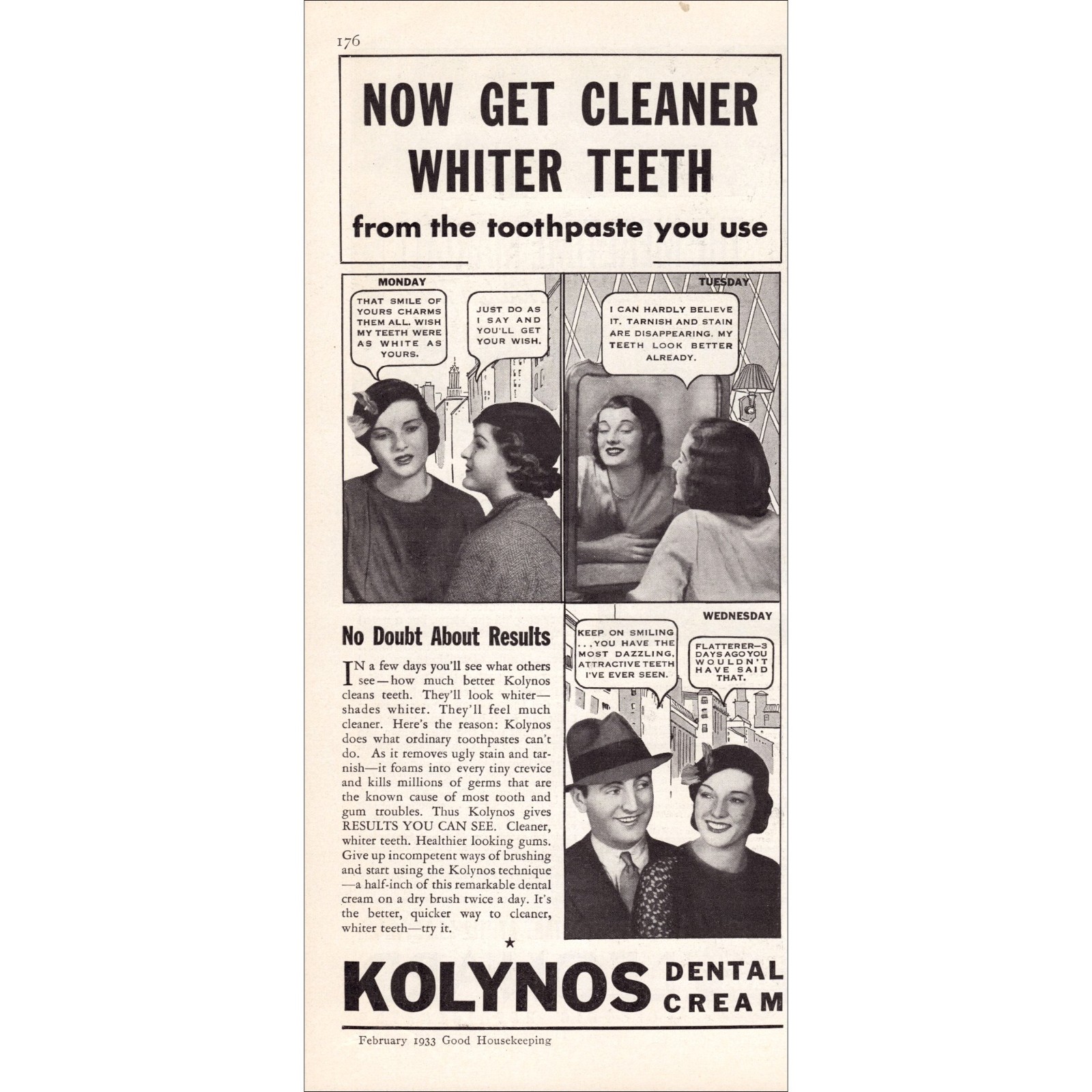 1933 Kolynos Dental Cream Original Vintage Print Ad 1933 Kolynos Dental Cream Original Vintage Print Ad