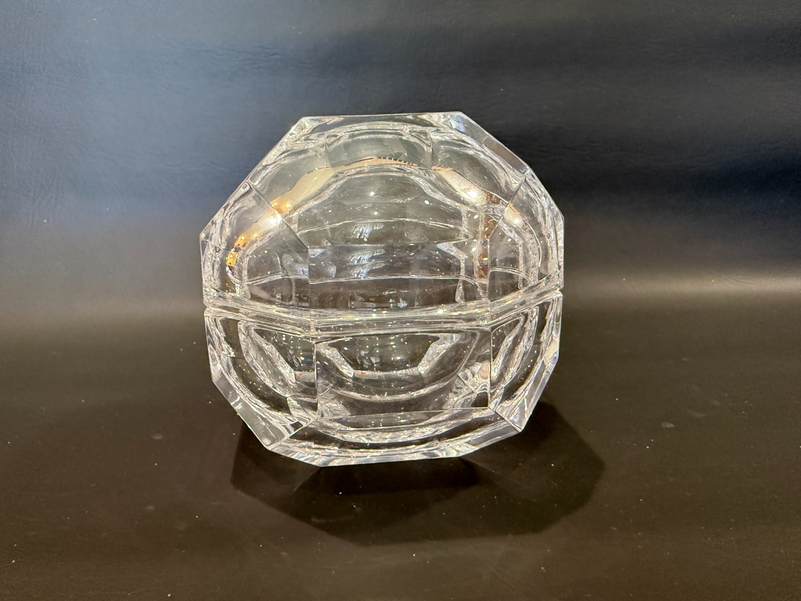 Vintage Colle Italy 24% Lead Crystal Octagon Lidded Trinket Jewelry Box, 5