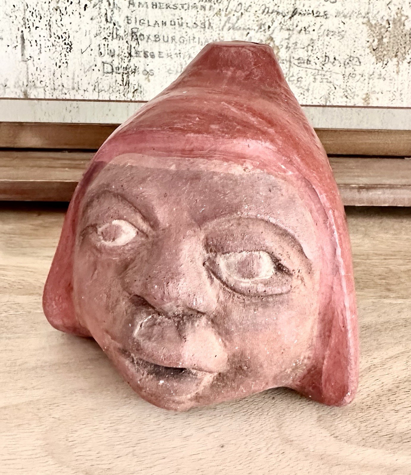 VTG Chilean Folk Art Pre-Columbian Replicated Pottery Ocarina (Whistle) Signed