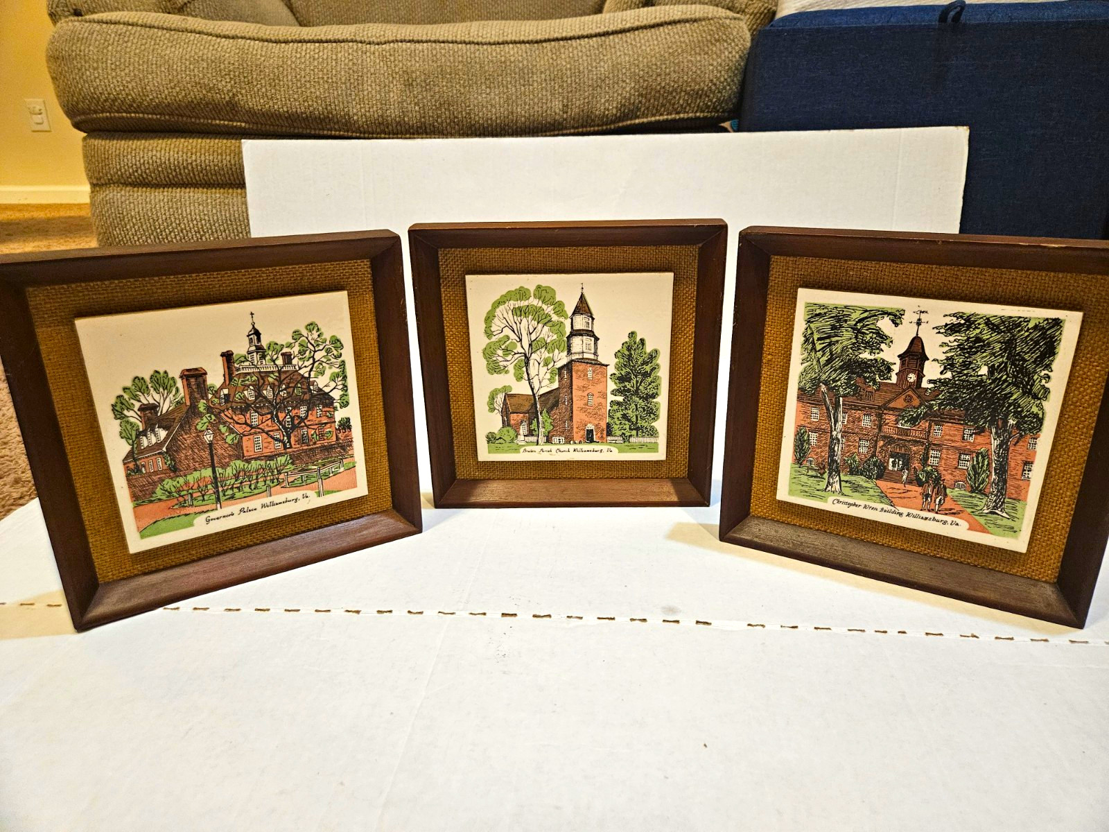 3 Framed Ceramic Scenic Tiles Williamsburg VA Governor\'s Palace Wren Bldg Bruton 3 Framed Ceramic Scenic Tiles Williamsburg VA Governor\'s Palace Wren Bldg Bruton
